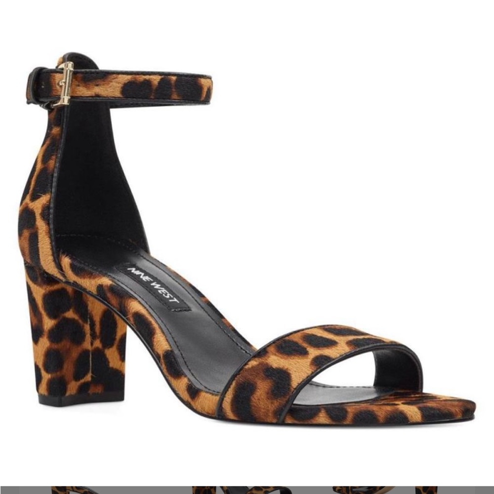 Nine West Pruce Ankle Block Heel Leopard Size 6